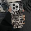 Black Lace Pattern Phone Case For iPhone 17 Pro Max 16 15 14 Plus 13 12 11 Pro Max 16E 17Air X XR XS Max Shockproof Soft Cover