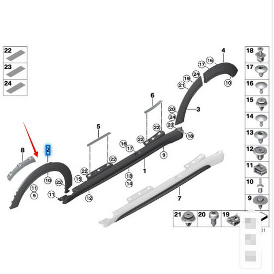 MINI Countryman F60 Передняя колесная арка с отверстиями (51777475349/51777475350)