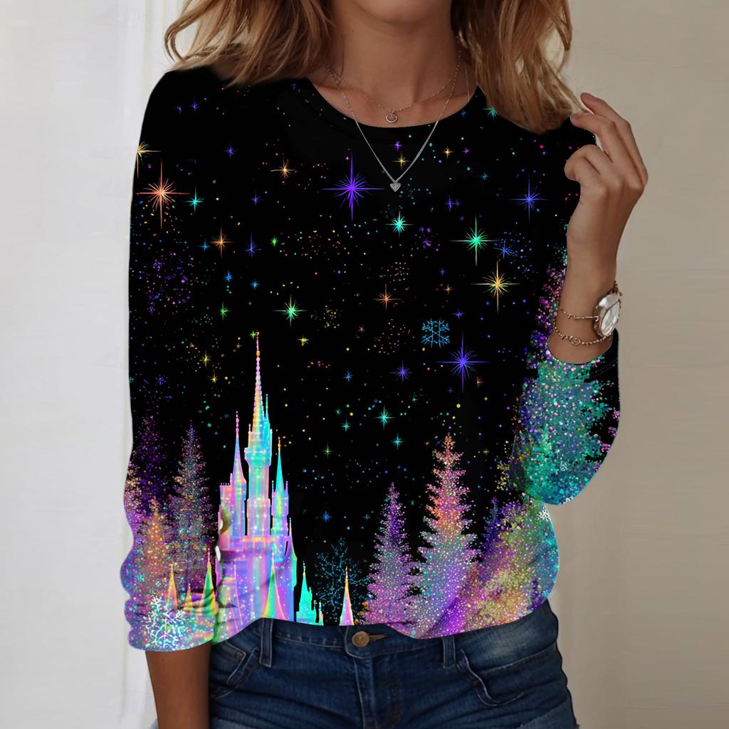 Long Sleeve Shirts For Women Cute Print Graphic Tees Blouses Casual Plus Size Basic Tops Pullover