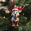 Рождественский олень подвеска акриловый 2D плоский олень подвесной орнамент мультфильм Санта