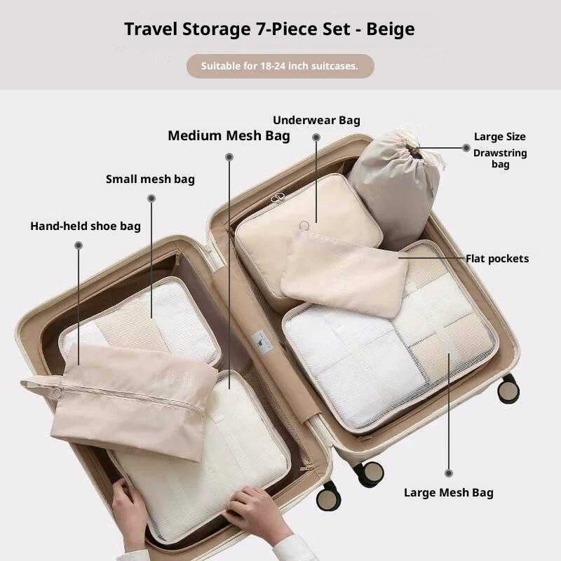 7 шт./набор Дорожный набор сумок для хранения Дорожная сумка для хранения одежды Сумки-органайзеры для багажа Косметичка Обувь Одежда Нижнее белье Сумка для сортировки