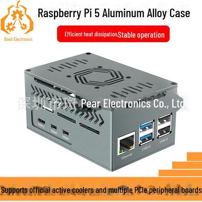 Корпус из алюминиевого сплава для Raspberry Pi 5 с медным радиатором и вентилятором, поддерживает расширение PCIE