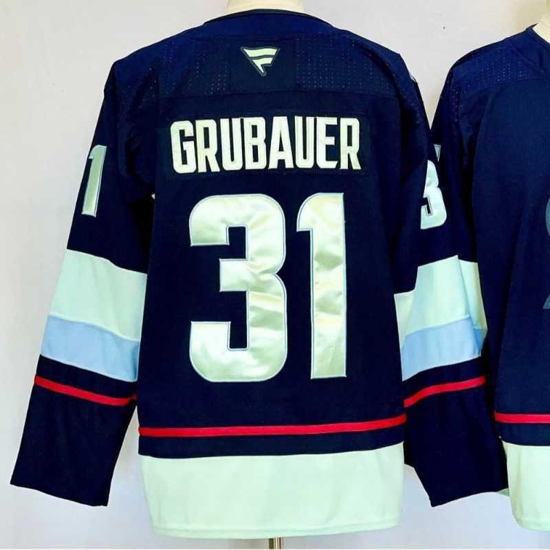 Mens Womens Ice Hockey Training Jersey Long Sleeve Pullover With Fleece Lining NHL Team Logos Utah Grizzlies Devils Kraken Blue