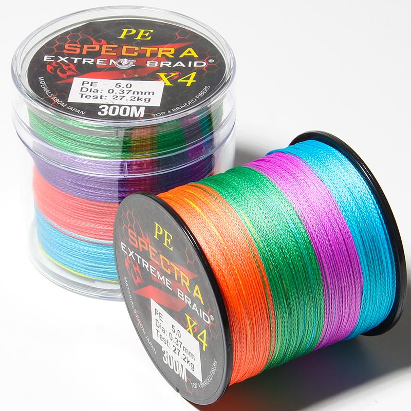 300 Meters X4 Strand Braid Fish Lines Japan Material Multi-color 4 Strands 300M PE Braided Fishing Line