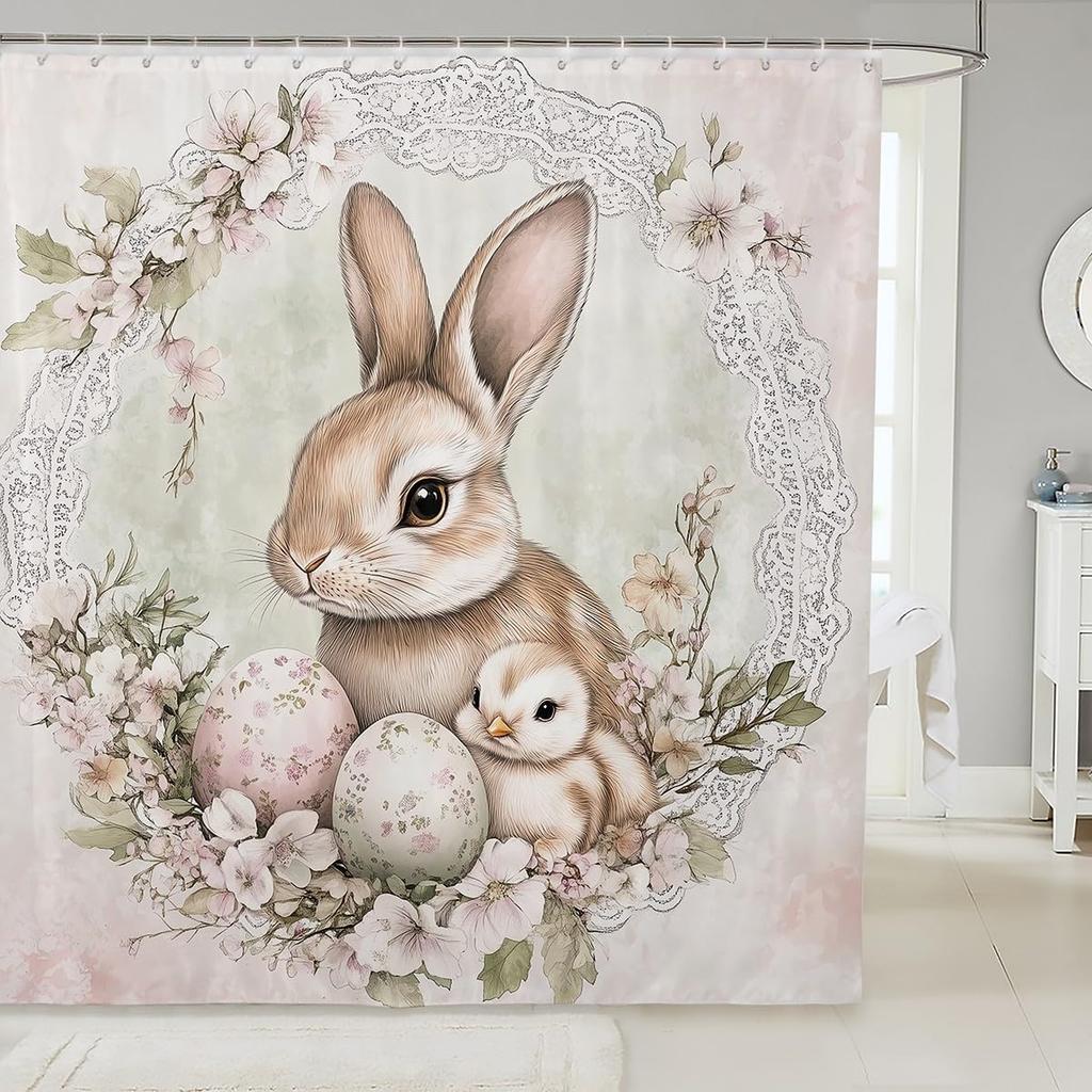 Милые Кошки Шторка для Душа для Детей Девочек Подростков Синяя Цветочная Зеленые Листья Аксессуары для Ванной Комнаты Дом Сад Домашние Животные Животные Рустик Ванная