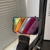 Contrasting Color Rainbow Strip Small Square Bag Women's 2025 Autumn New Korean Version Fashion Chain Shoulder Bag Splicing Foreign Style Messenger B
