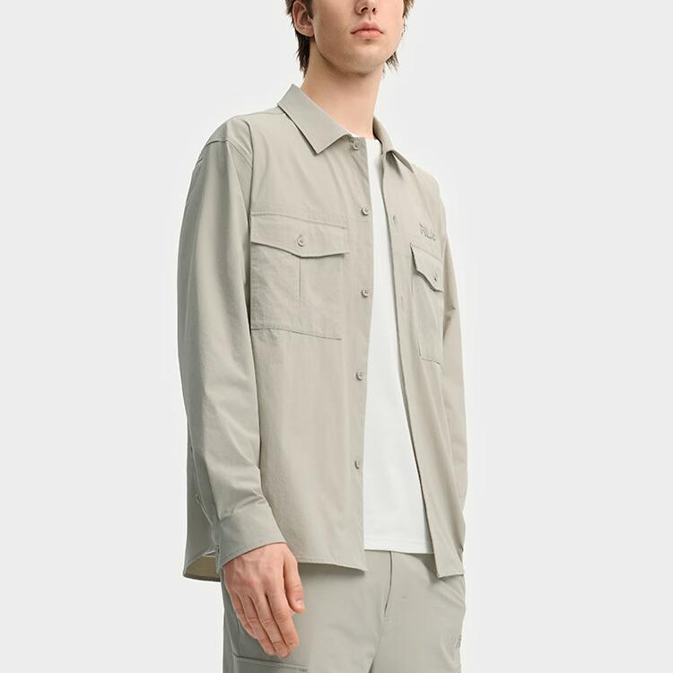 Fila Классическая универсальная повседневная бизнес-рубашка с длинным рукавом в свободном рабочем стиле из серии Heritage для мужчин F11M538406F-LK