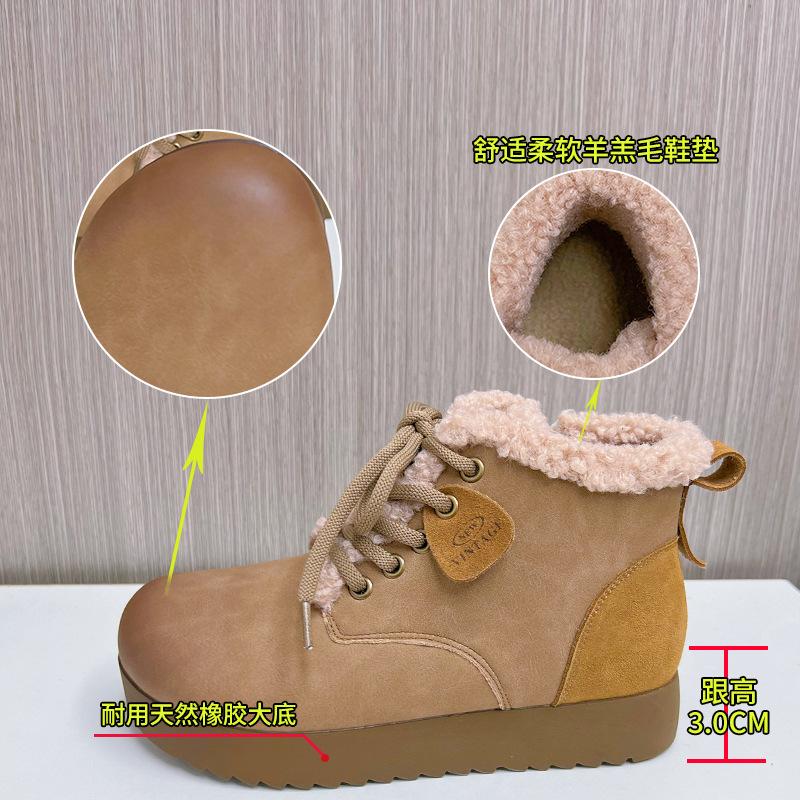 Флисовые сноубутсы на плоской подошве 2025 зима новая повседневная хлопковая обувь ретро универсальная женская обувь ботинки на платформе с утолщенной подошвой женские