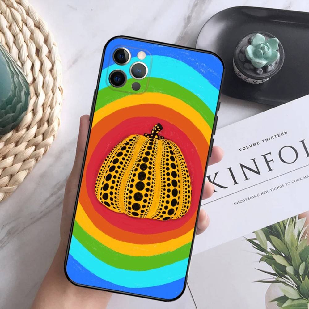 Painting Yayoi Art Kusama Phone Case For iPhone 16,15,14,13,12 Mini 11 Pro XR,X,XS,MAX 7,8 Plus Silicone Cover Soft Black