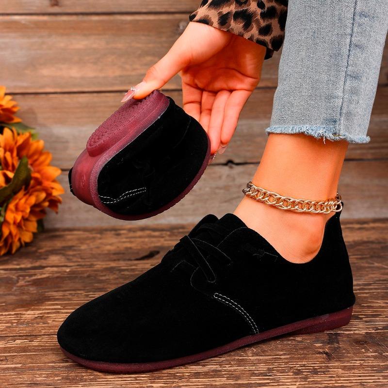 Women's Shoes  Plus Size Lace Up Women's Flats Outdoor Casual Flats Women Round Toe Soft Bottom Ladies Shoes  Mujer
