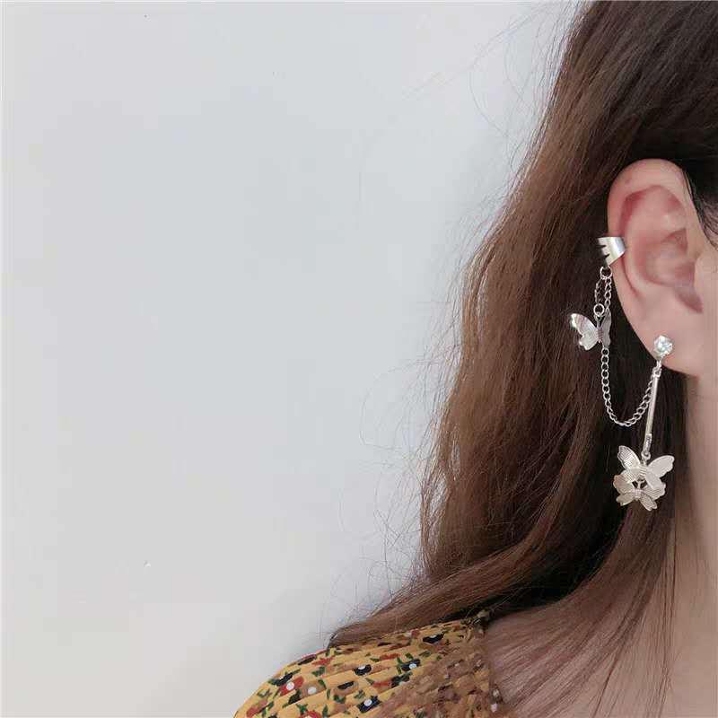 Bohemian Lady Temperament Fairy Butterfly Girl Personality Design Exaggerated Earrings Ear Bone Clip