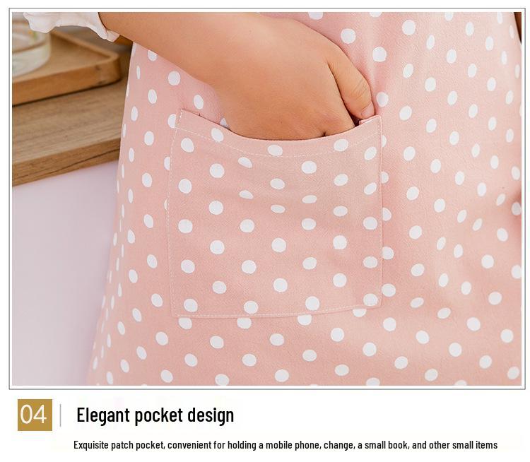 Cute Japanese Style Polka Dot Apron: Breathable, Hanging Neck, Waterproof & Oil-Proof for Kitchen.