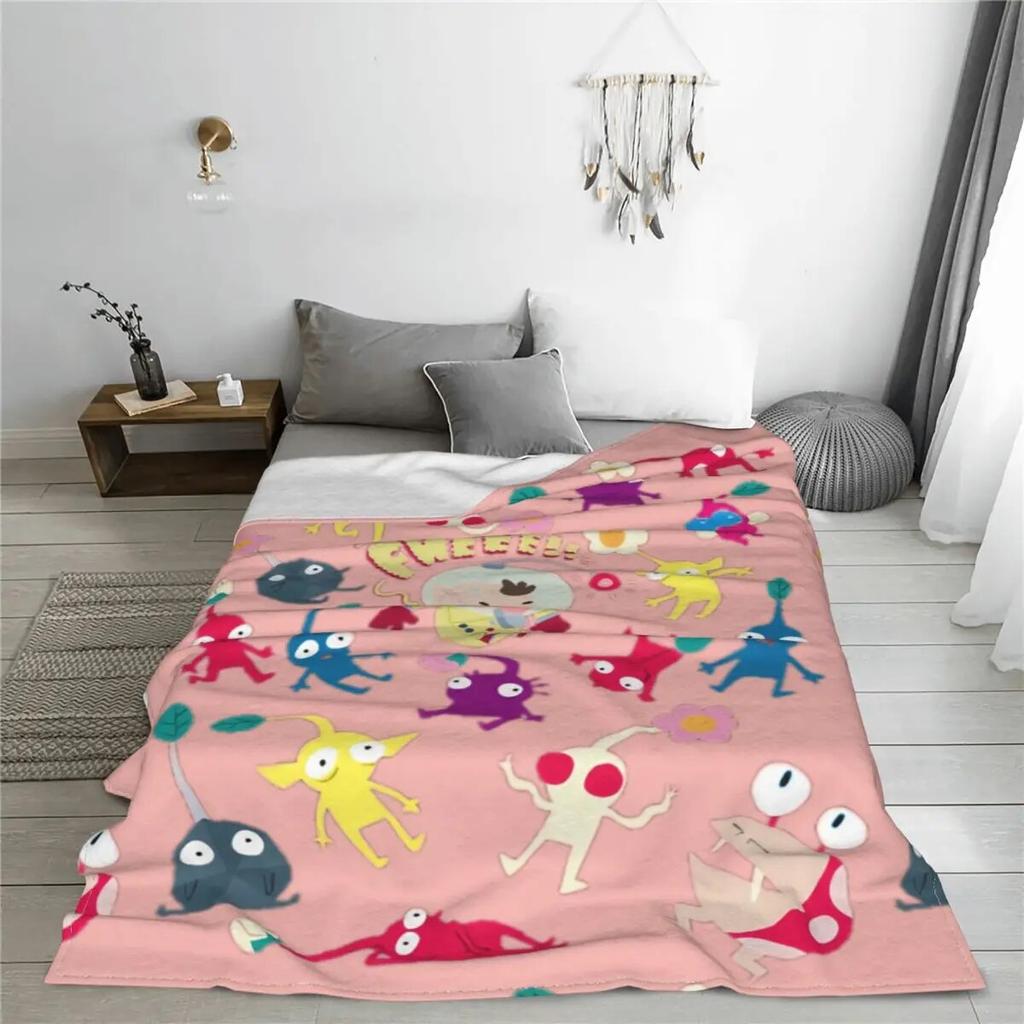 Multifunction Funny Pikmin Fweeee Blanket Accessories Home Decorative Throw Blankets Lightweight Thin Fleece for Couch
