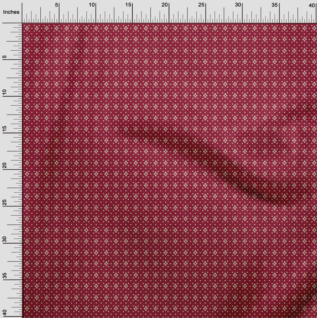 oneOone Cotton Flex Carmine Red Fabric Small Motif Bandhani Quilting Supplies Print Sewing Fabric By The Yard 40 Inch