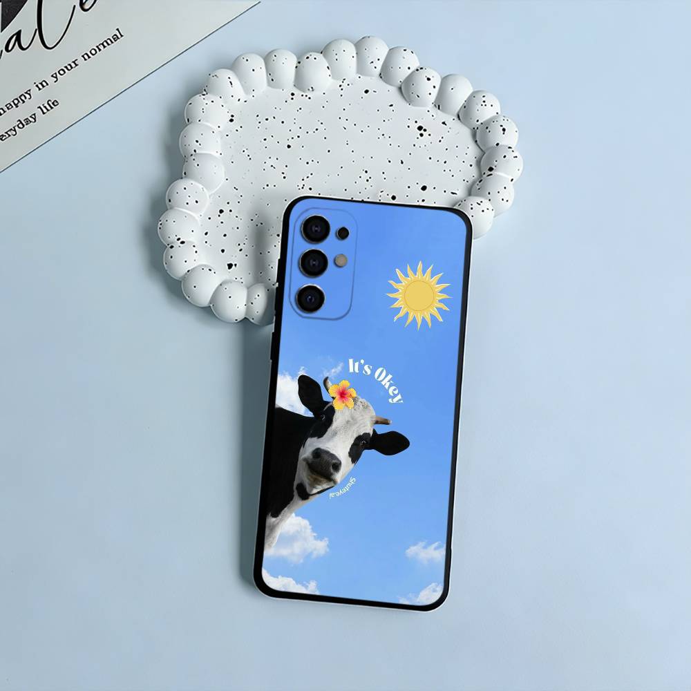 Cute and funny cow  Soft Silicone Case for Samsung S25, S24, S21, S22, S23, S30, Ultra, S20, Plus, FE, Lite-Black