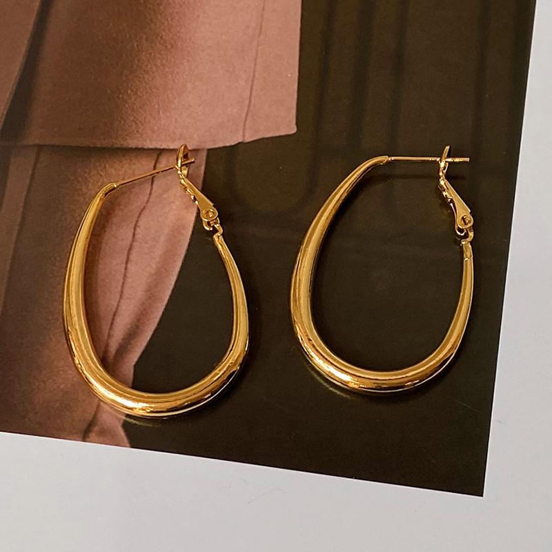 PONYKISS Стерлинговое Серебро 18K Золото Преувеличенное Овальное Кольцо Серьга для Женщин Минималистичный Изящный Модный Аксессуар