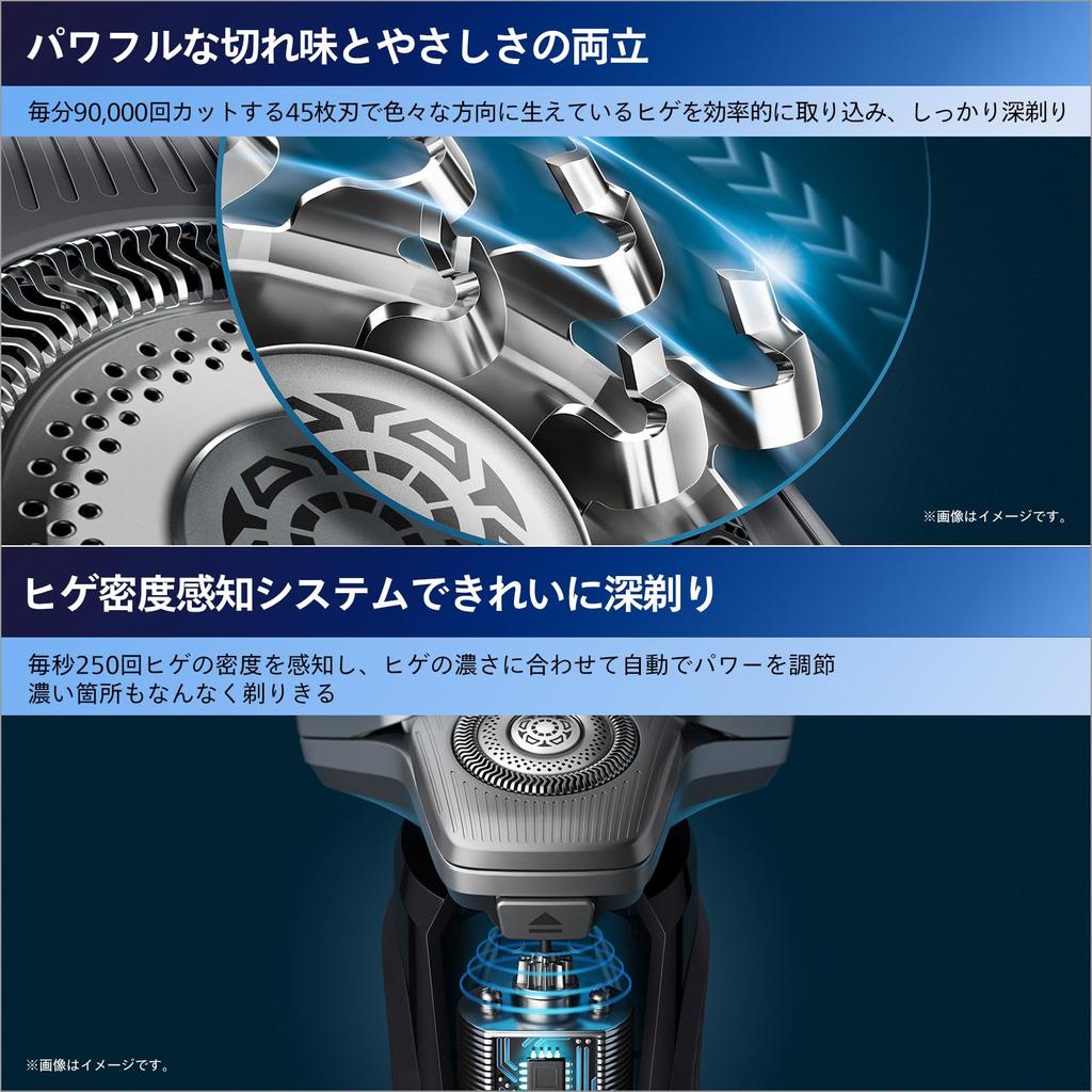 Philips Electric Shaver S5000 Series with Washing Machine Model Electric Shaver for Men Rotary IQ Bath Shave Fully Petrol Blue (45 Blades, type/Skin