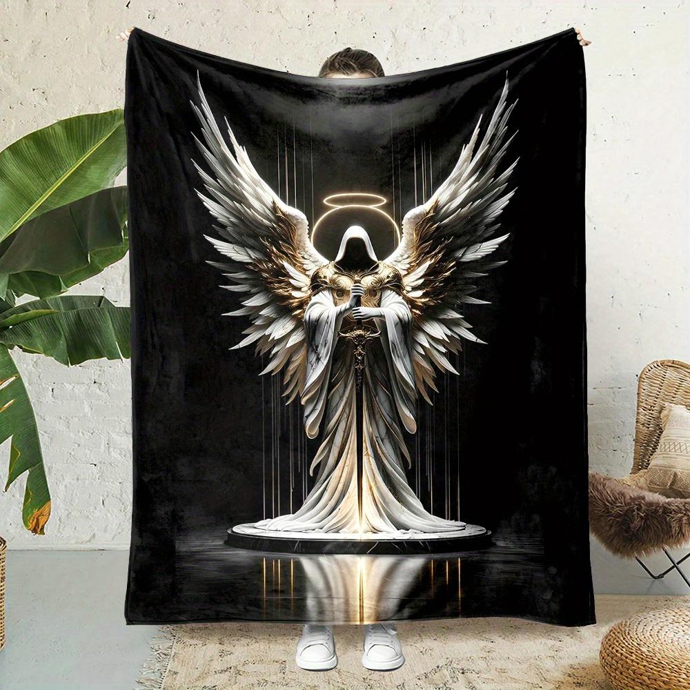Angel of Death pattern Flannel printed blanket suitable for all seasons suitable for living room office sofa and travel