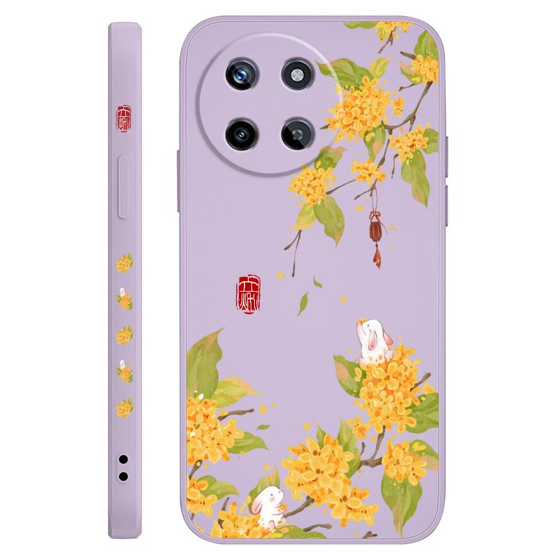 Osmanthus Rabbit Phone Case For OPPO Realme 12 11 10 9 9i 8 8i 7 Pro Plus C35 C21Y C25Y C25 4G 5G Liquid Silicone Cover