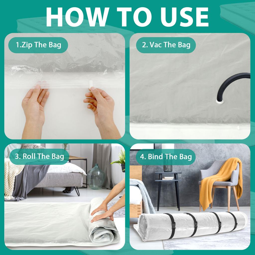 Vacuum Storage Bag for Mattress Vacuum Leakproof Seal Mattress Bag Seal Bag for Memory Foam Latex Easy Moving Shipping & Storage