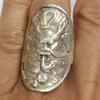 Chinese Tibet Silver Handmade Dragon Statue Ring Old Ornament Gift Collection