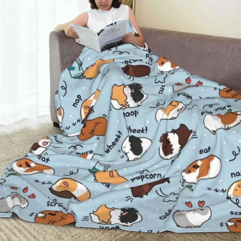Warm Soft Blanket Picnic Guinea Pig Bedding Throws Funny Animal Flannel Bedspread Living Room Novelty Sofa Bed Cover