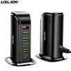 5 Port USB Charger HUB LED Display Multi USB Charging Station Dock Desktop Wall Home EU UK Plug