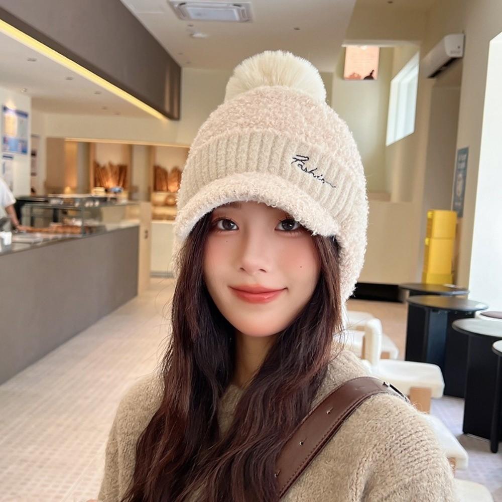Solid Color Warm Earmuffs Cap Windproof Ear Flap Protection Hat Cute Knitted Baseball Cap Daily