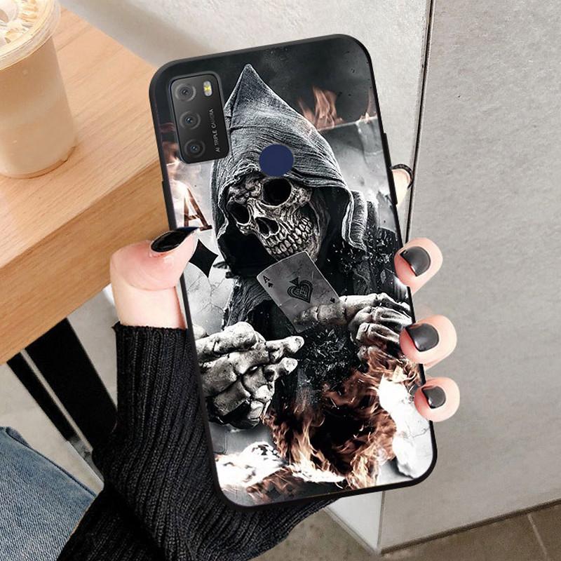For TCL 20Y 20E Case Black Silicone Bumper Wolf Lions Soft TPU Covers for TCL 20E 6125F Funda Coque TCL20Y 20 Y 6156D Shells