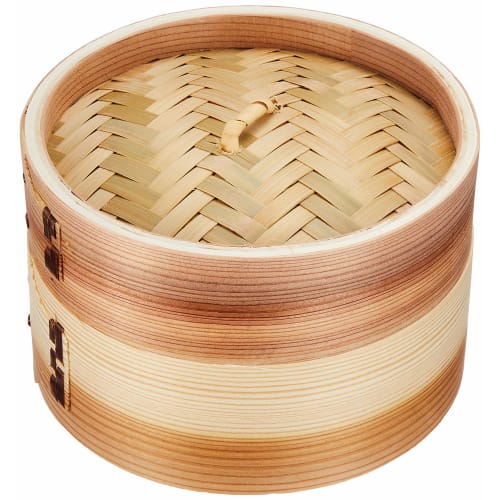 PEARL METAL Chinese Steamer, 15cm, Steamer for Vegetables, Shumai, and Xiaolongbao, Made with Natural Wood and Bamboo, Wanosato H-5712