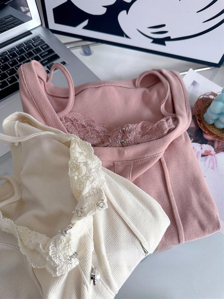 Винтажные футболки из двух предметов для девочек Mori Girl, женские кружевные лоскутные укороченные топы с милым бантом, женский эстетический однотонный пуловер Kawaii, новый