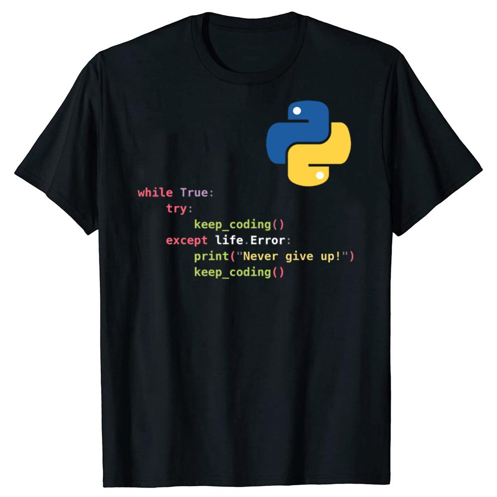 Смешные Мотивационные Футболки для Программистов Python Мужские Женские Модная Оверсайз Футболка 100% Хлопок Свободная C++ Кодер Компьютерная Футболка