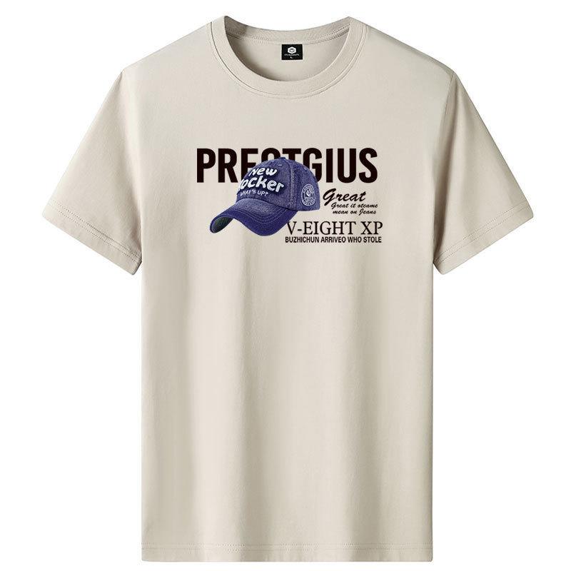 GMXIA Футболка с коротким рукавом из хлопка, мужская модная свободная рубашка с коротким рукавом, с принтом