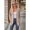 Autumn and Winter Women's Sweater Solid Color Pit Stripe Milled Leisure Patchwork Long Sleeve Cardigan