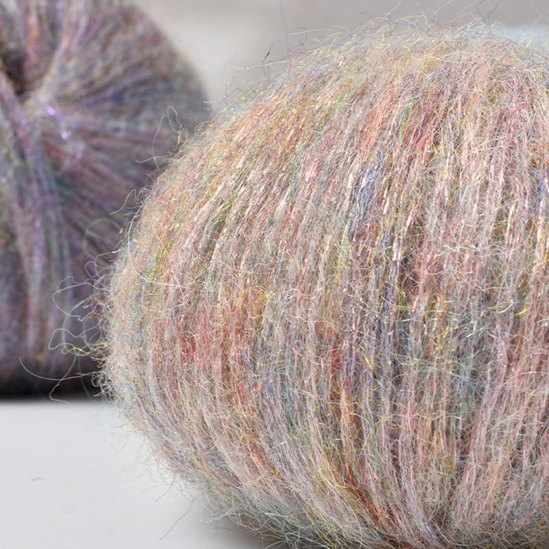 25g/ball Sequin Mohair Yarn DIY Handmade Knitting Golden Silk Mohair Yarn Wool Needle Material
