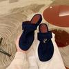 Sheepskin Version Temperament Flip-flops Women's Summer Toe Tassel Outer Wear Low-heeled Cool Slippers