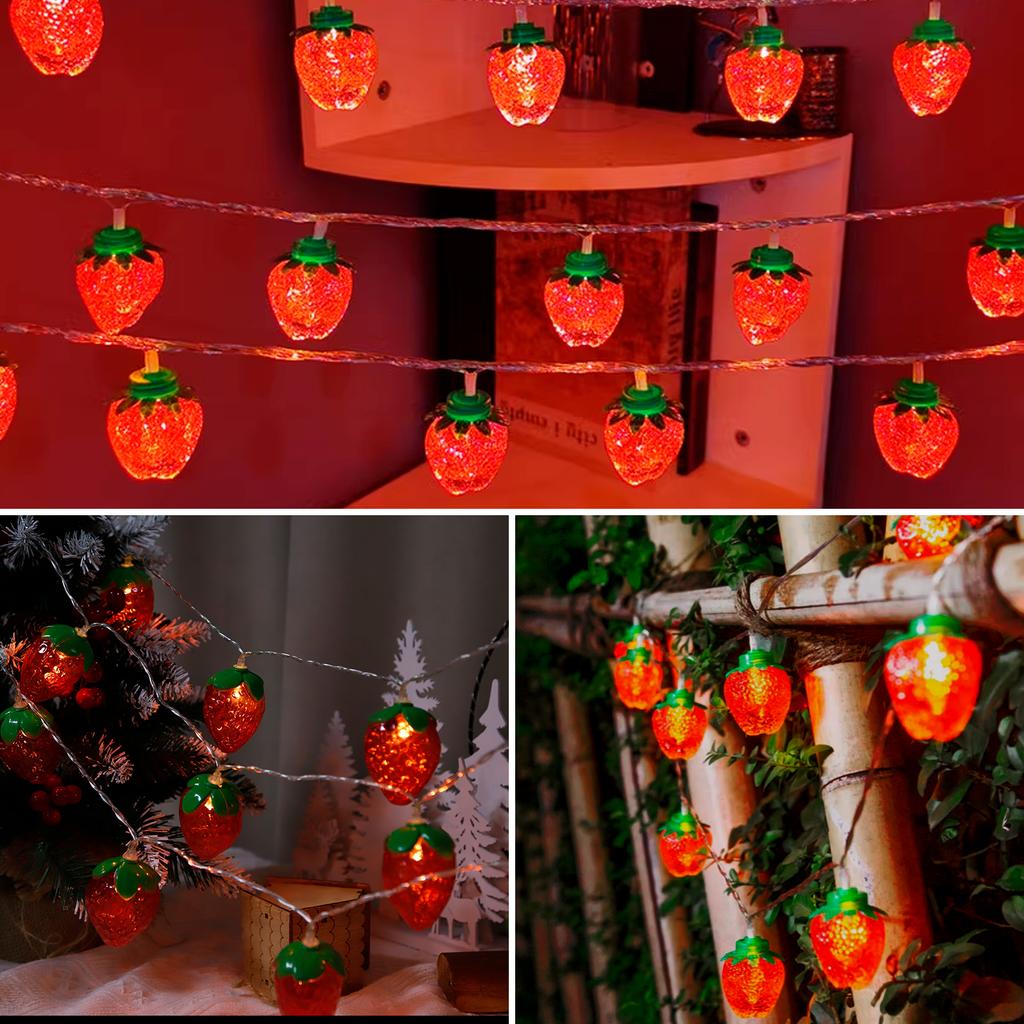Светодиодная гирлянда в форме клубники, праздничный подарок, украшение комнаты, маленькие разноцветные огоньки