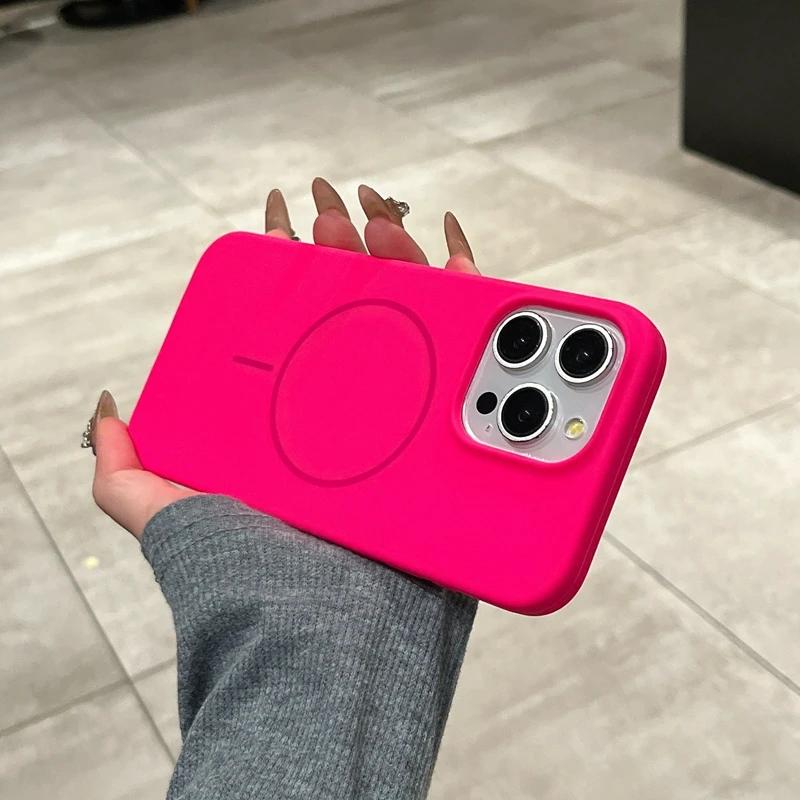 Жидкий силиконовый чехол Magsafe для iPhone 11 12 13 14 15 16 Pro Max Plus Магнитное беспроводное зарядное устройство Противоударный бампер