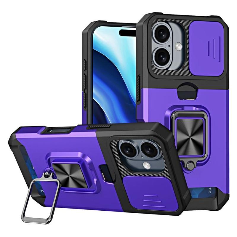 Ударопрочный тяжелый жесткий чехол с металлической подставкой и слотом для карт для iPhone 16 Pro Max 15 Pro Max 14 Pro Max