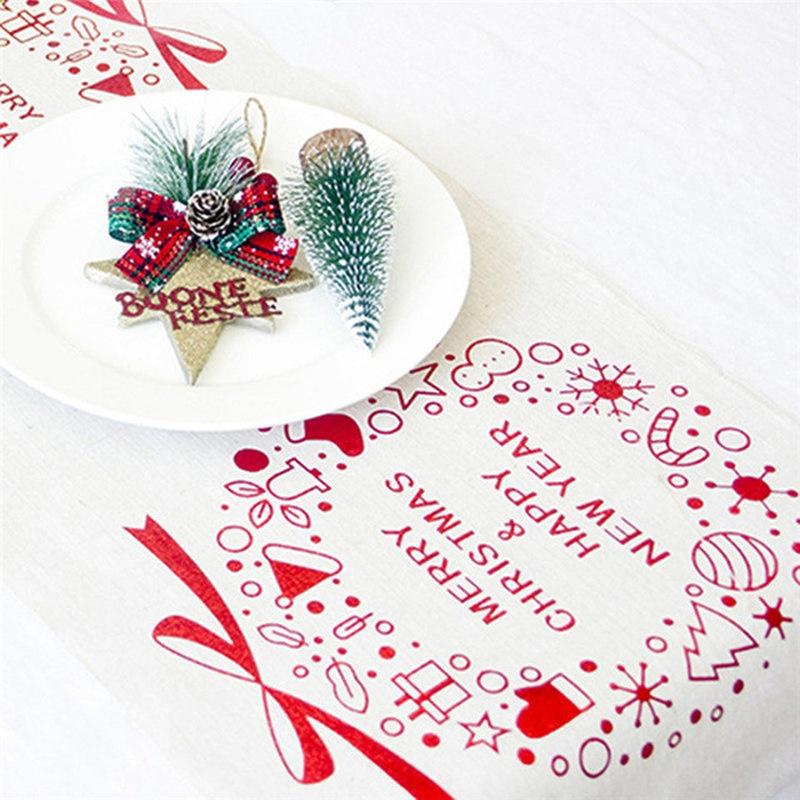 Рождественская льняная скатерть Рождественский флаг Домашняя вечеринка Декоративный гобелен с изображением лося Красный скатерть