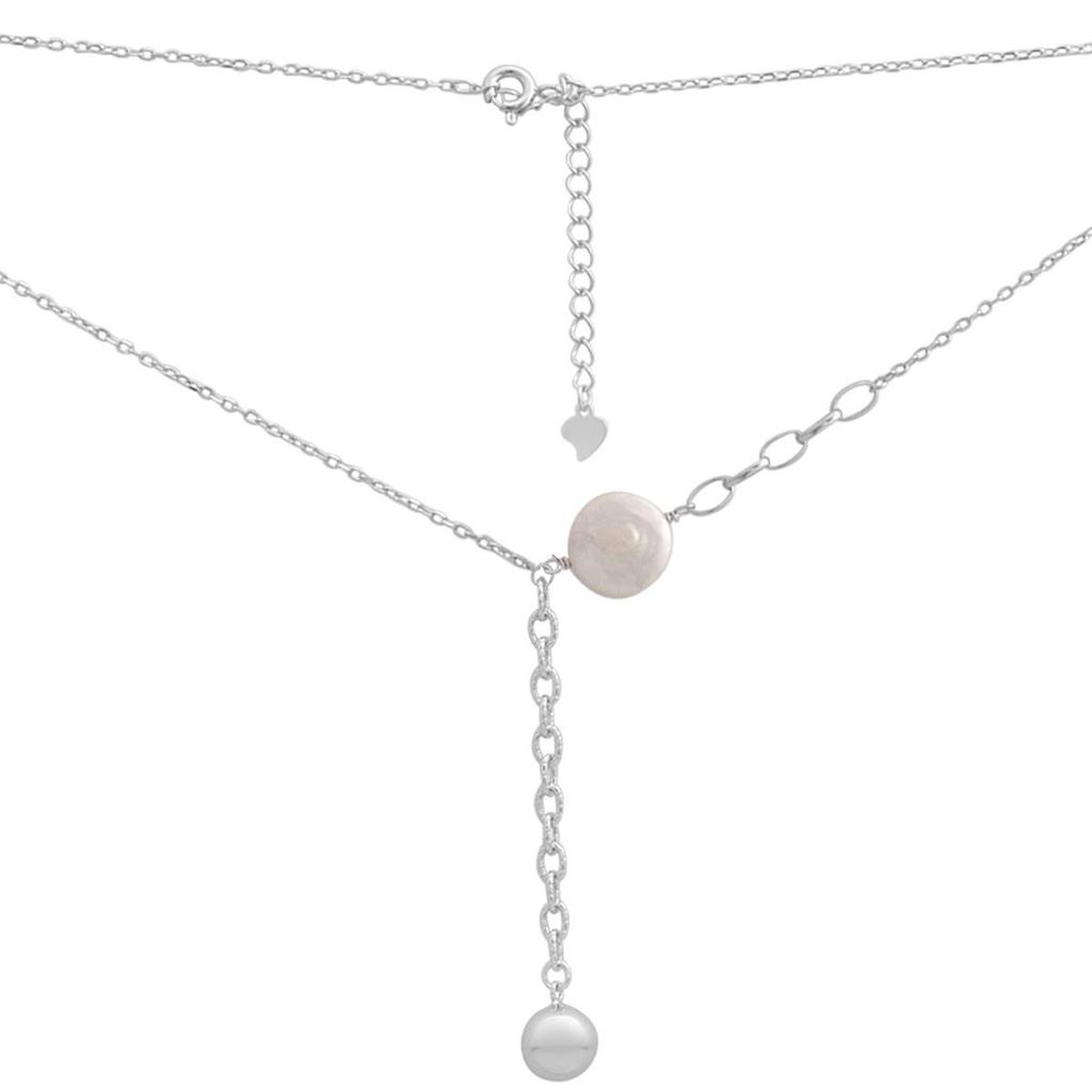 Silver Necklace with Natural Baroque Pearls, Item Weight 5.86 G (2187264)