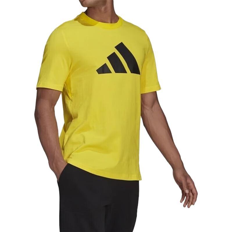 Adidas T Shirts Men's Yellow Crew Neck Moderate Straight Fit GP9505