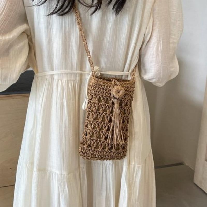 Соломенная сумка в богемном стиле, летняя сумка с выемками, сумка для телефона в стиле вестерн, универсальная сумка через плечо