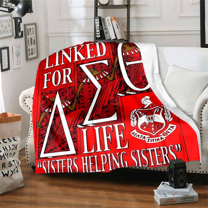 1pc Blanket Delta Sigma Theta logo Print Design, Lightweight Blanket for Sofa, Bed- Soft &Warm, Gift for All Seasons like Christmas, Halloween