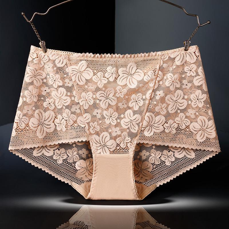 Plus Size High Waist Lace Panties with Cotton Crotch – Sexy, Hip-Lifting Design