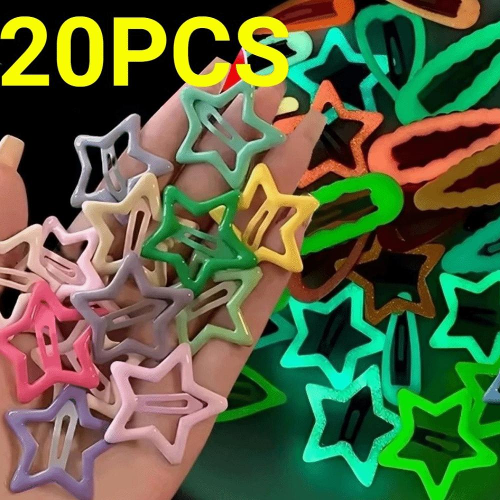 20Pcs Trendy Luminous Star Hairpin Colorful Mini Luminous Barrettes Festival Occasion