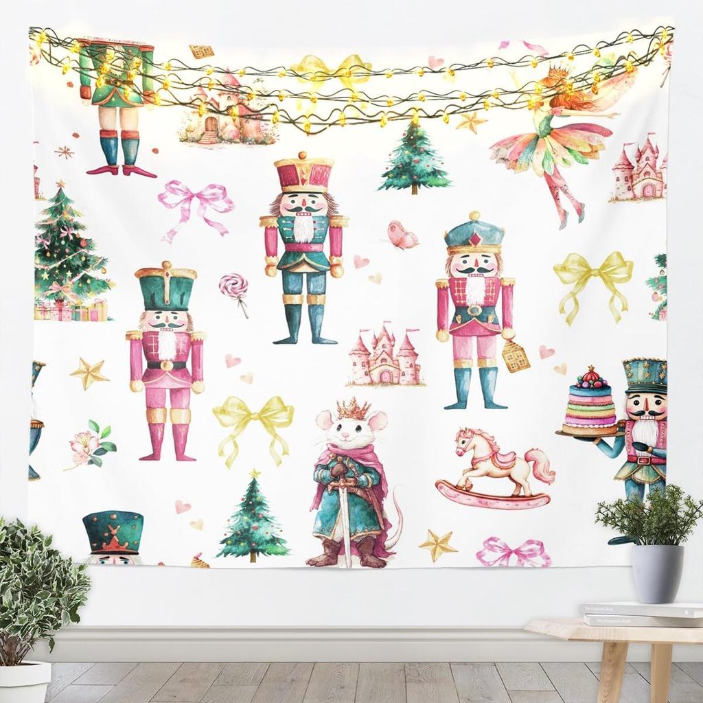 Christmas Nutcracker Wall Tapestry Xmas Decorations Tapestry for Kids Girls Boys Bedroom Cute Nutcracker Gifts Hanging Wall