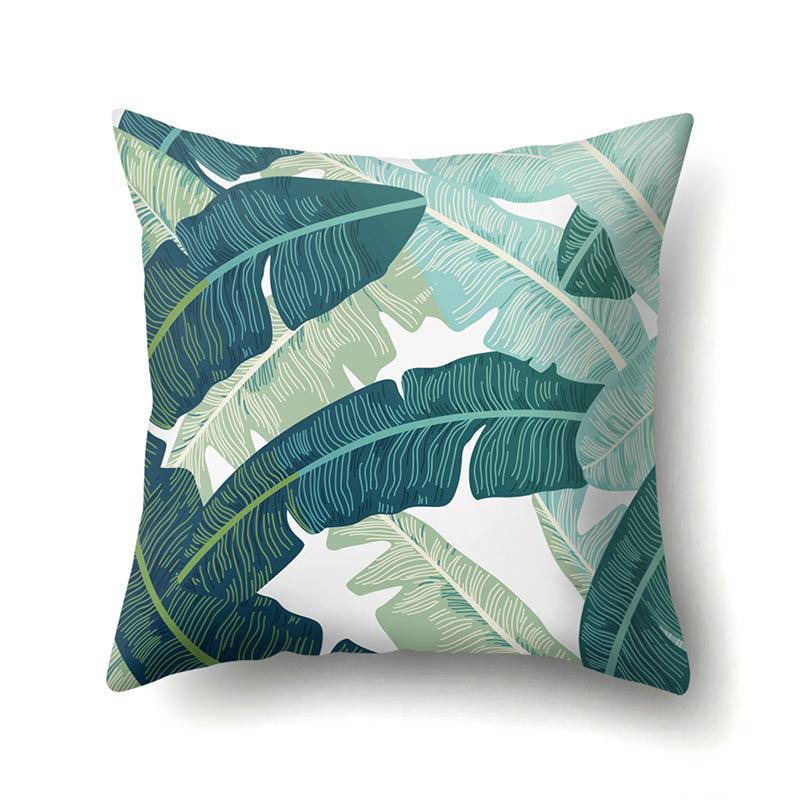 Polyester Pillow Case Nordic Ins Style Plant Flower Print Peach Leather Velvet Cushion Cover Car Waist Cushion Cover