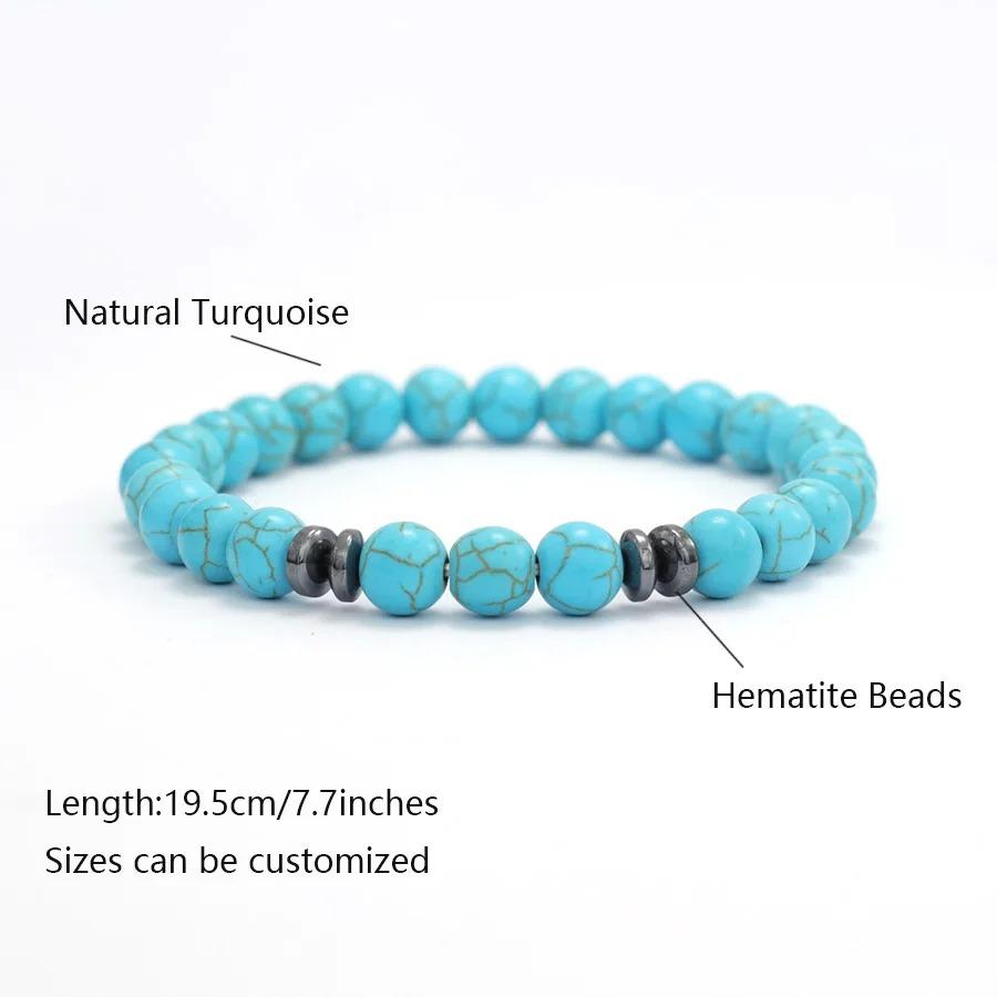 Браслет из натуральных камней для мужчин 8 мм из говлита, обсидиана, тигрового глаза, на эластичной нити, мужские украшения