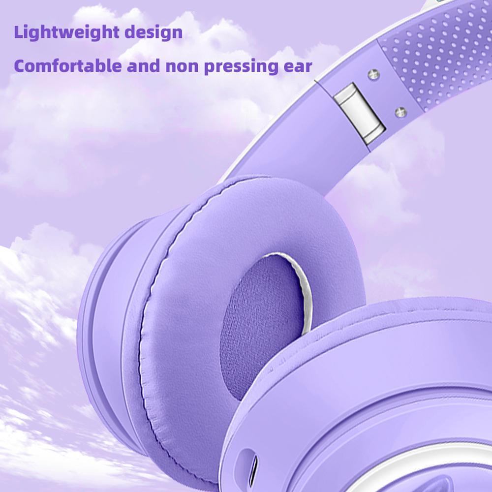 AKZ-62 RGB кошачьи ушки беспроводные наушники для ПК симпатичная 3D космическая капсула кошка Bluetooth гарнитура складная игровая гарнитура для детей девочек подарки